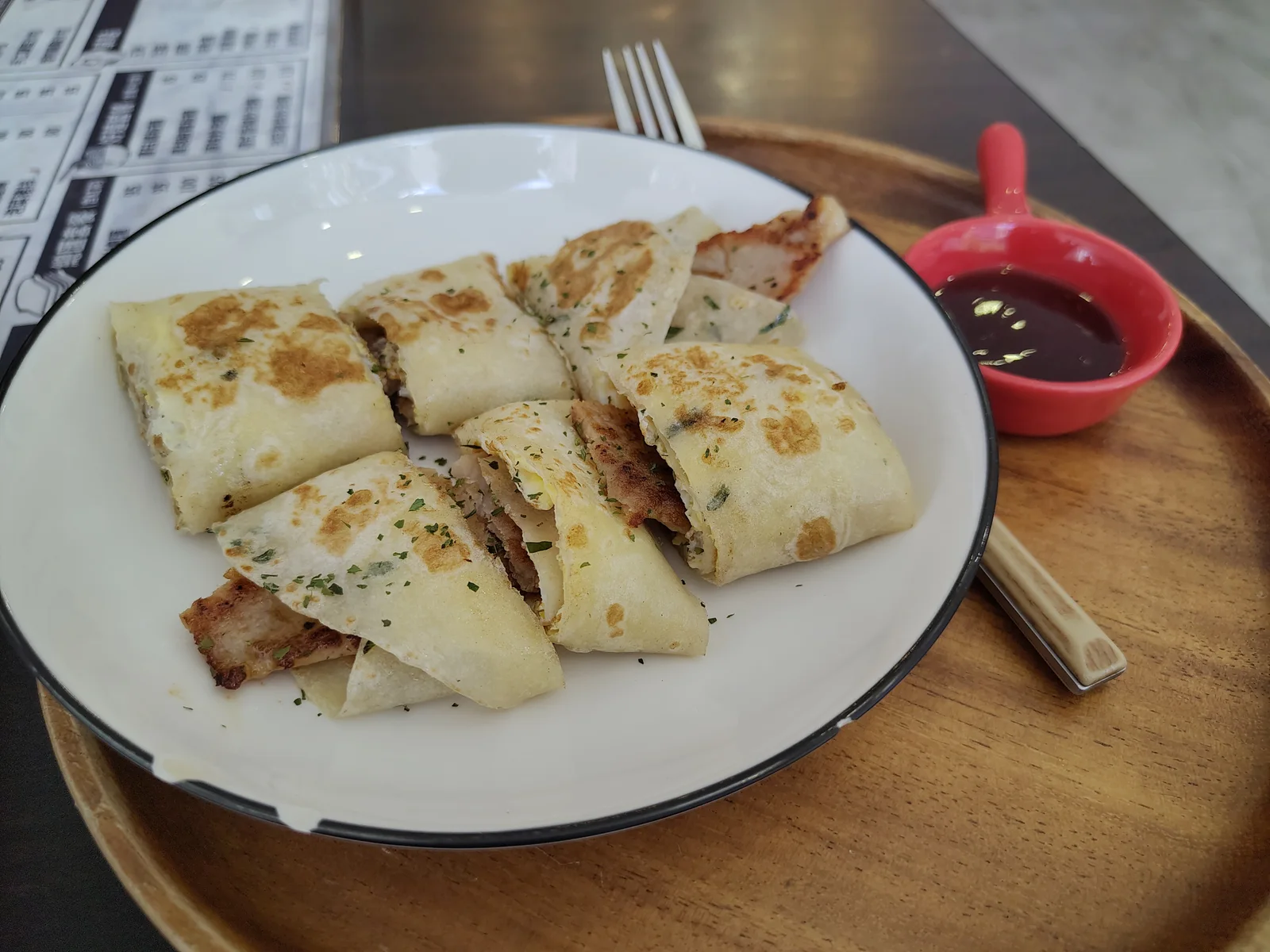 Pork tenderloin dànbǐng.