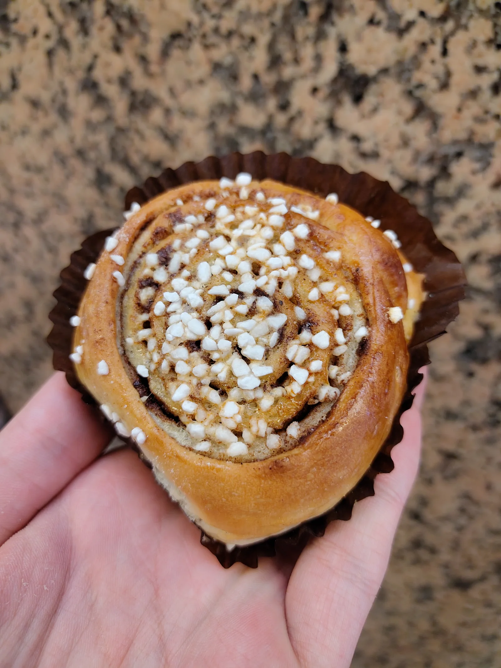 A classic Swedish cinnamon bun