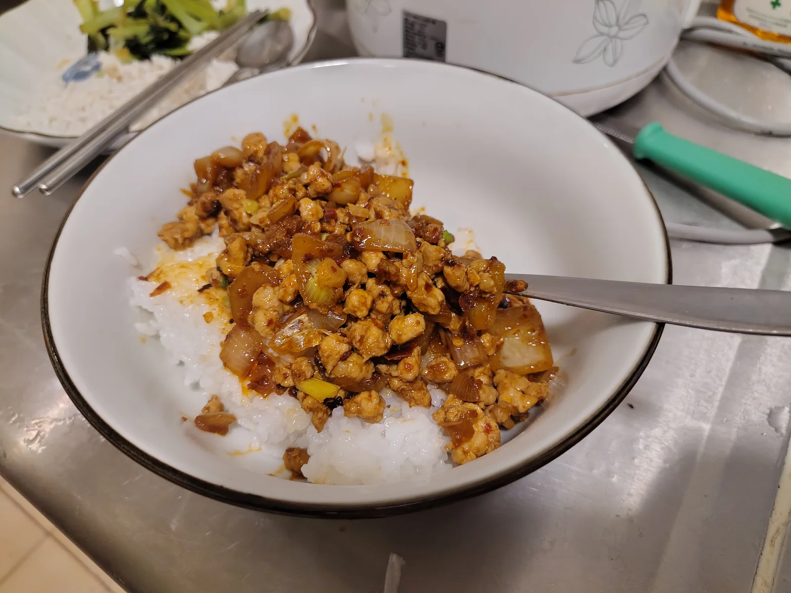 Fried pork in with rice