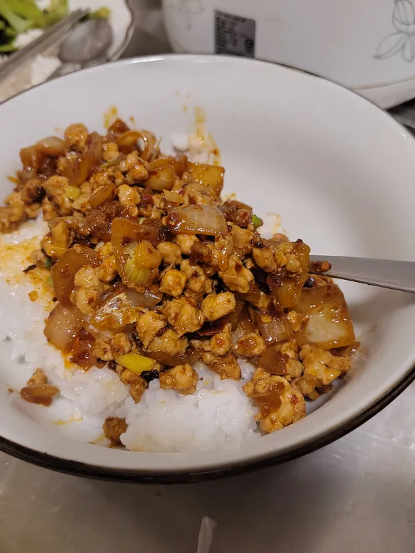 Fried pork in with rice