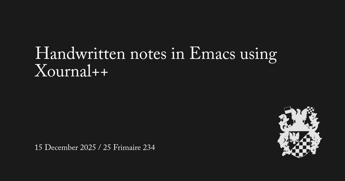 Handwritten notes in Emacs using Xournal++